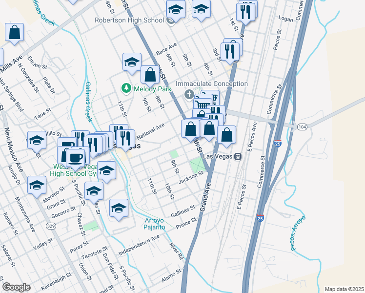 map of restaurants, bars, coffee shops, grocery stores, and more near 801 Douglas Avenue in Las Vegas