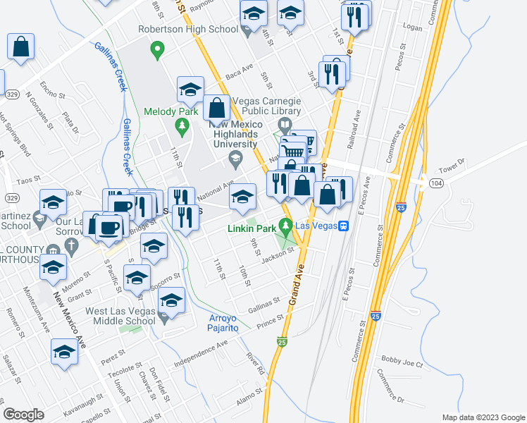 map of restaurants, bars, coffee shops, grocery stores, and more near Douglas Avenue in Las Vegas
