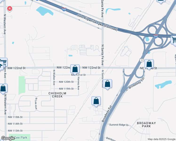 map of restaurants, bars, coffee shops, grocery stores, and more near 208 Northwest 121st Street in Oklahoma City