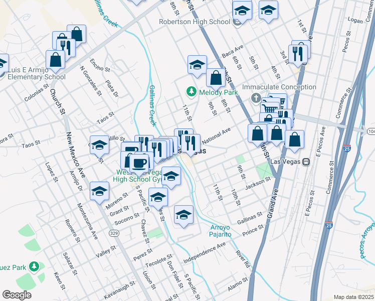 map of restaurants, bars, coffee shops, grocery stores, and more near in Las Vegas