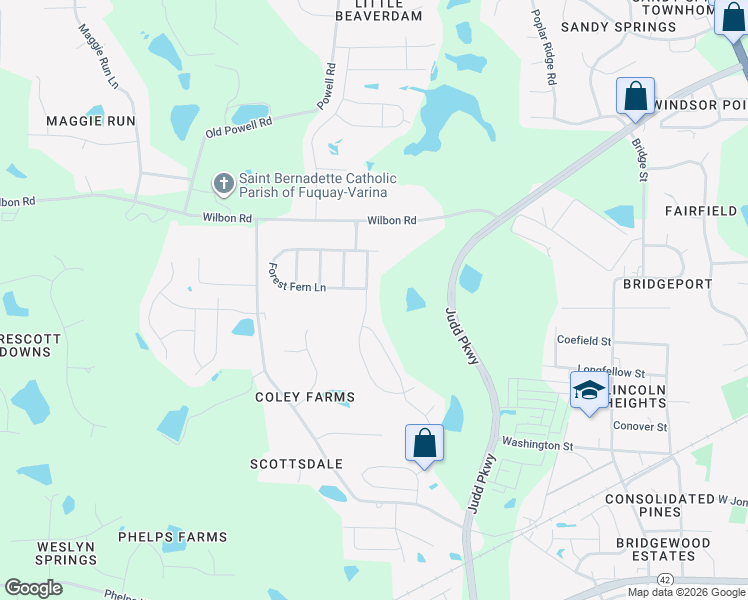 map of restaurants, bars, coffee shops, grocery stores, and more near 616 Crimson Oak Lane in Fuquay Varina