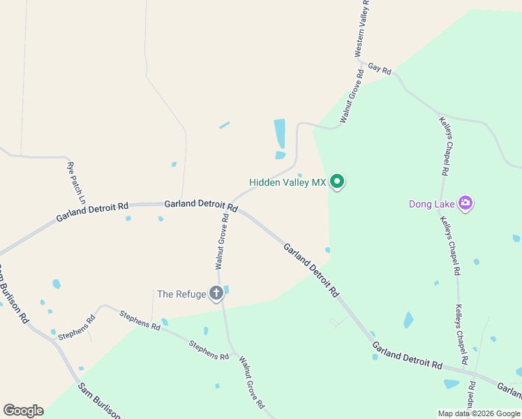 map of restaurants, bars, coffee shops, grocery stores, and more near 1596 Garland Detroit Road in Burlison