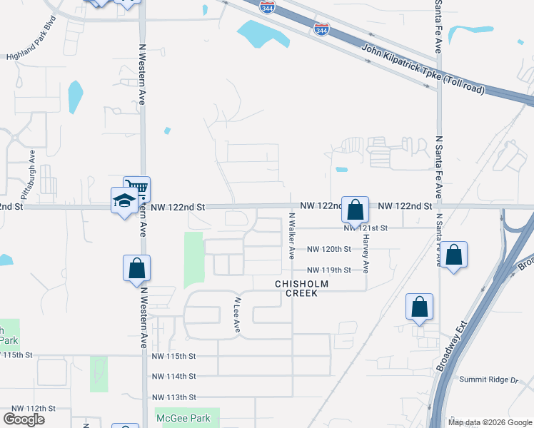 map of restaurants, bars, coffee shops, grocery stores, and more near 621 Northwest 121st Street in Oklahoma City