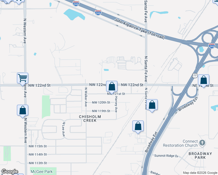 map of restaurants, bars, coffee shops, grocery stores, and more near 311 Northwest 100 122nd Street in Oklahoma City