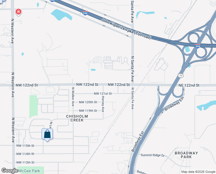 map of restaurants, bars, coffee shops, grocery stores, and more near 133 Northwest 122nd Street in Oklahoma City