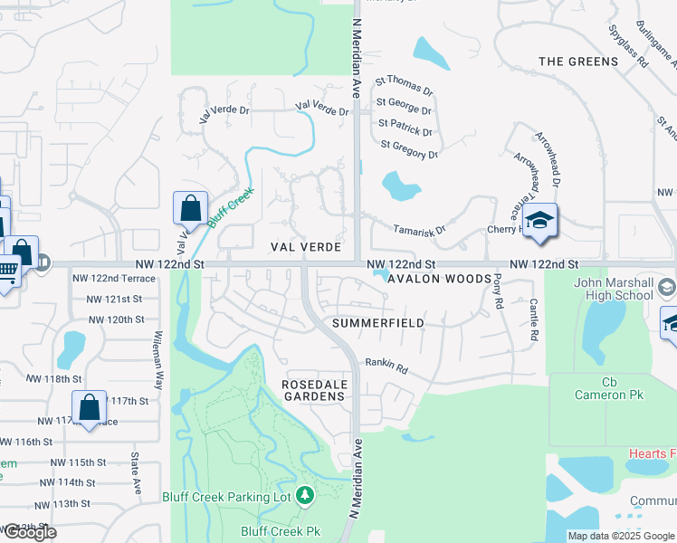 map of restaurants, bars, coffee shops, grocery stores, and more near 4429 Daylilly Lane in Oklahoma City