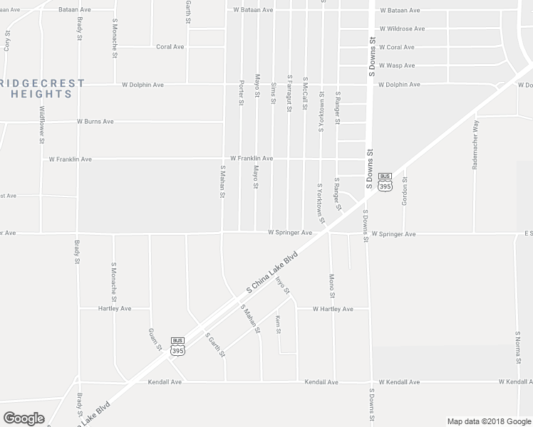 map of restaurants, bars, coffee shops, grocery stores, and more near 1621 Sims Street in Ridgecrest