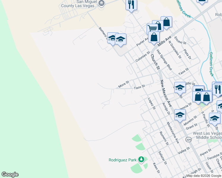 map of restaurants, bars, coffee shops, grocery stores, and more near 2501 Taos Street in Las Vegas