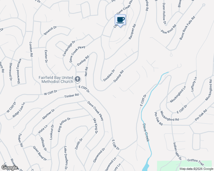 map of restaurants, bars, coffee shops, grocery stores, and more near 249 Dunlop Road in Fairfield Bay