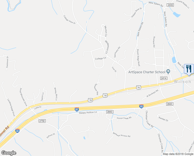 map of restaurants, bars, coffee shops, grocery stores, and more near 42 Sylvester Way in Swannanoa