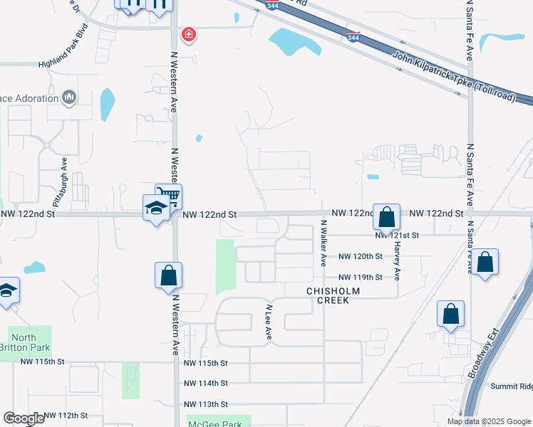 map of restaurants, bars, coffee shops, grocery stores, and more near 941 Northwest 122nd Street in Oklahoma City