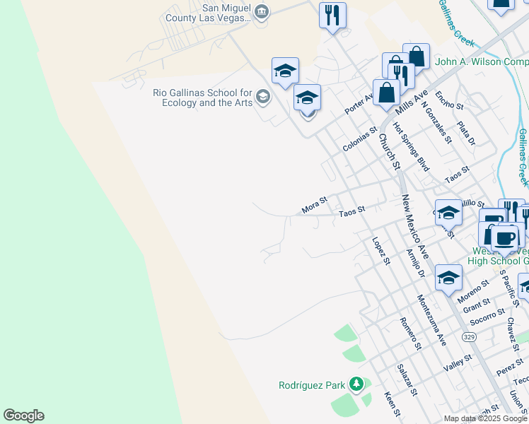 map of restaurants, bars, coffee shops, grocery stores, and more near 2501 Taos Street in Las Vegas
