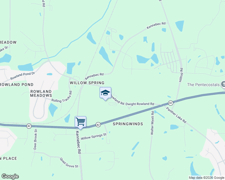 map of restaurants, bars, coffee shops, grocery stores, and more near 6801 Dwight Rowland Road in Wake County