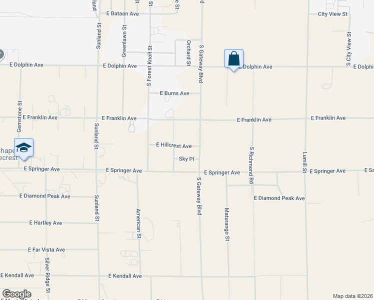 map of restaurants, bars, coffee shops, grocery stores, and more near 839 East Hillcrest Avenue in Ridgecrest