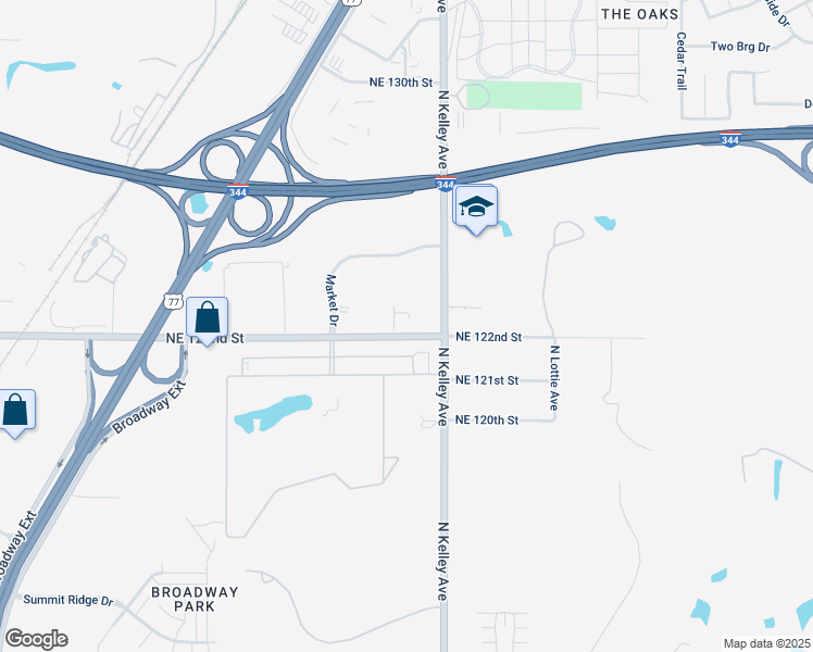 map of restaurants, bars, coffee shops, grocery stores, and more near 901 Northeast 122nd Street in Oklahoma City
