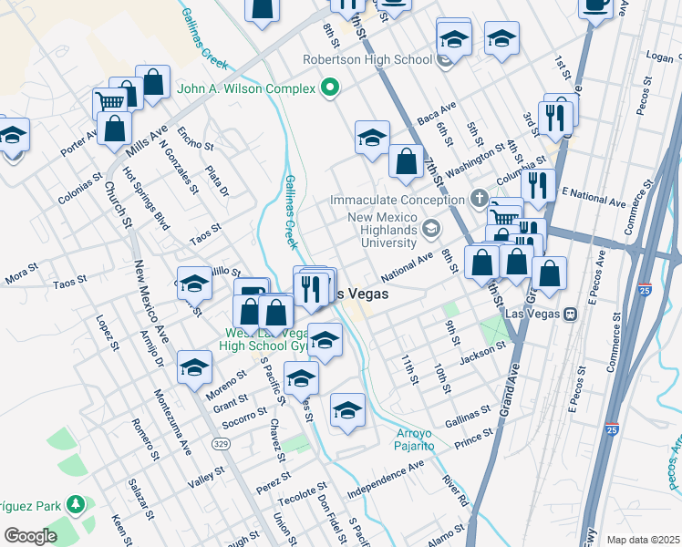 map of restaurants, bars, coffee shops, grocery stores, and more near 821 12th Street in Las Vegas