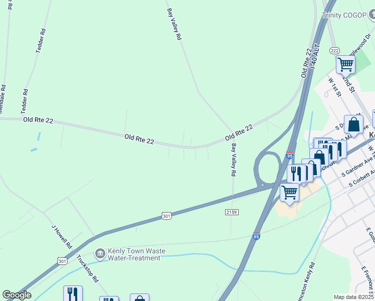 map of restaurants, bars, coffee shops, grocery stores, and more near 101 Rollingwood Circle in Kenly