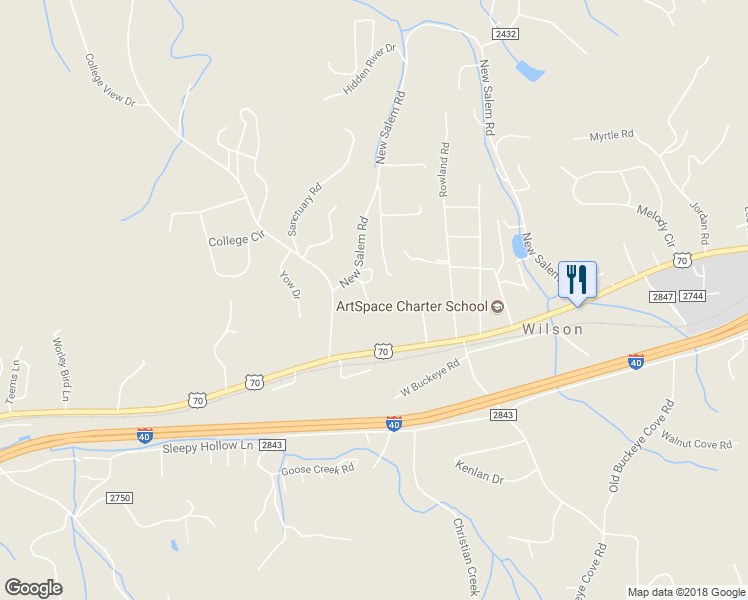 map of restaurants, bars, coffee shops, grocery stores, and more near 18 Gordon Ridge Road in Swannanoa