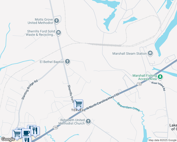 map of restaurants, bars, coffee shops, grocery stores, and more near 8268 McDonald Drive in Lake Norman of Catawba