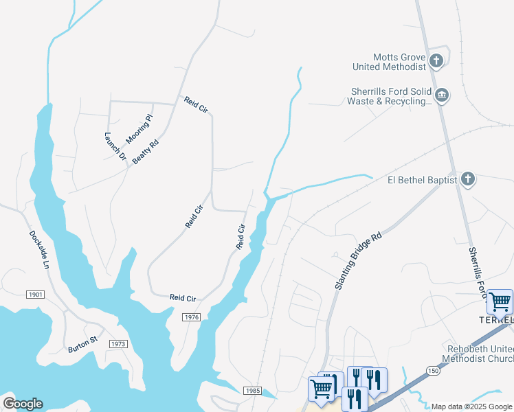 map of restaurants, bars, coffee shops, grocery stores, and more near 3578 Big Timber Drive in Sherrills Ford