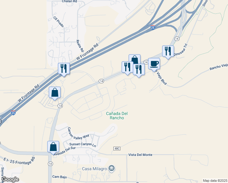 map of restaurants, bars, coffee shops, grocery stores, and more near 41 Bisbee Court in Santa Fe