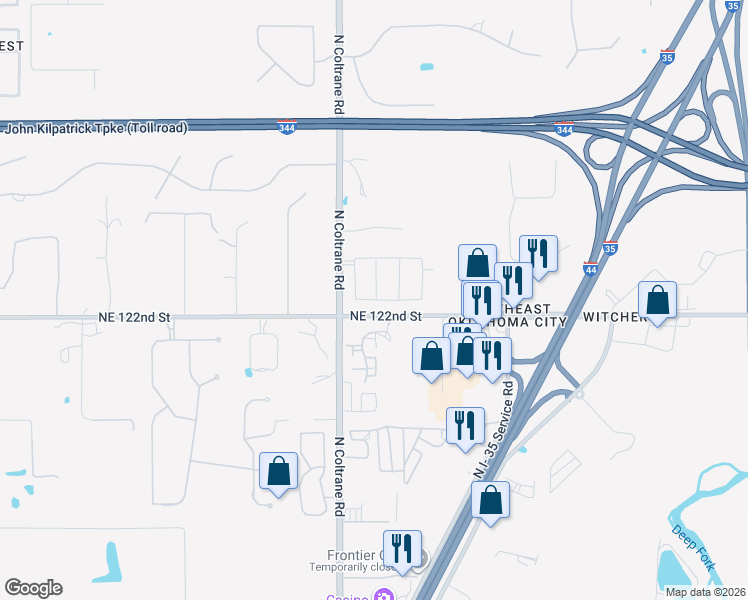 map of restaurants, bars, coffee shops, grocery stores, and more near 12216 North Coltrane Road in Oklahoma City