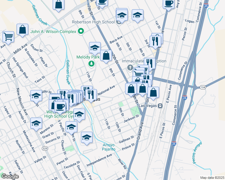 map of restaurants, bars, coffee shops, grocery stores, and more near 803 National Avenue in Las Vegas