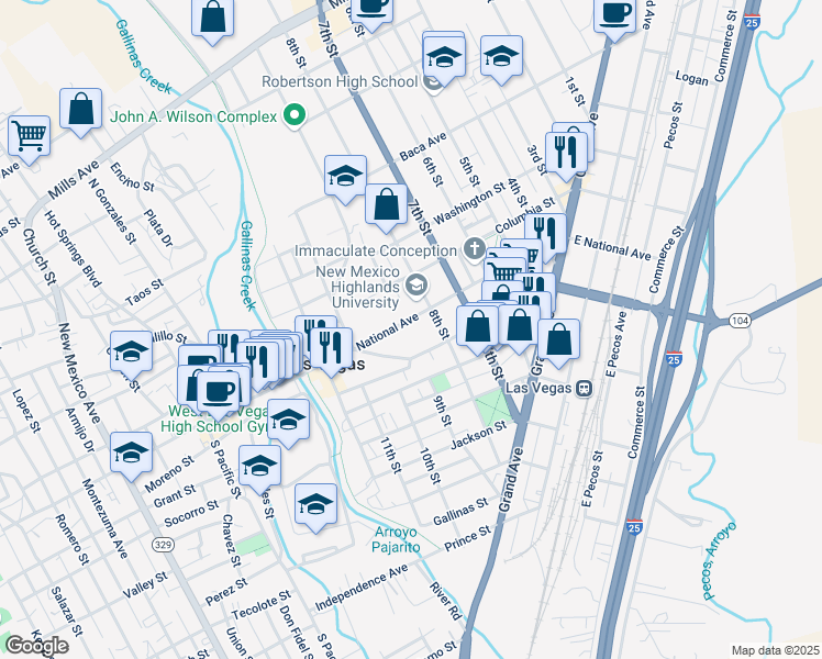 map of restaurants, bars, coffee shops, grocery stores, and more near 803 National Avenue in Las Vegas