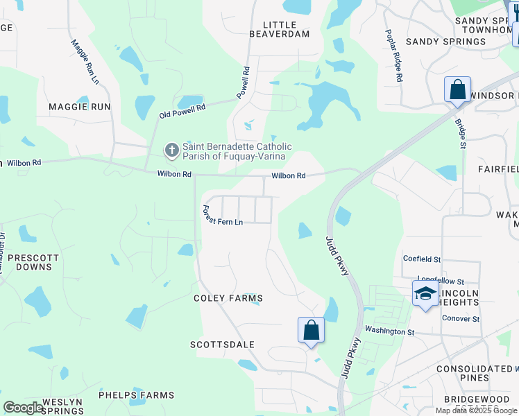 map of restaurants, bars, coffee shops, grocery stores, and more near 716 Fireweed Lane in Fuquay Varina