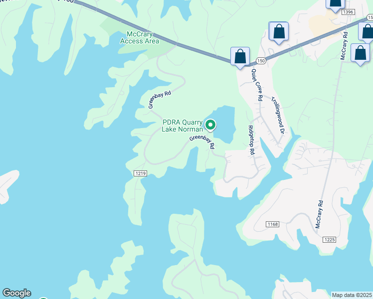 map of restaurants, bars, coffee shops, grocery stores, and more near 342 Greenbay Road in Mooresville