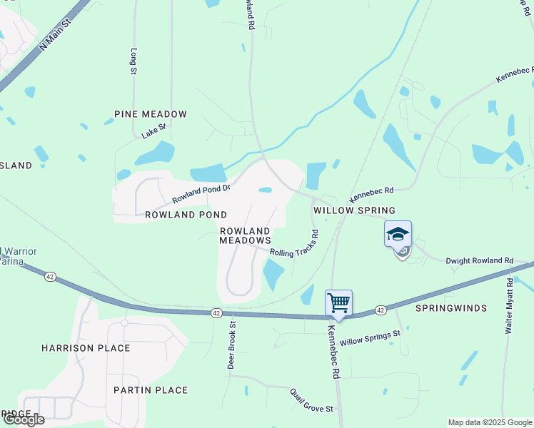 map of restaurants, bars, coffee shops, grocery stores, and more near 416 Spruce Meadows Lane in Wake County