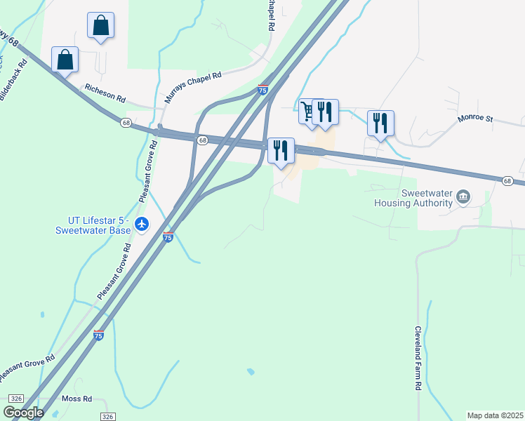 map of restaurants, bars, coffee shops, grocery stores, and more near 700 Telford Road in Sweetwater