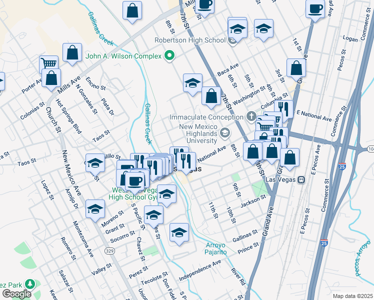 map of restaurants, bars, coffee shops, grocery stores, and more near 1106 Columbia Street in Las Vegas