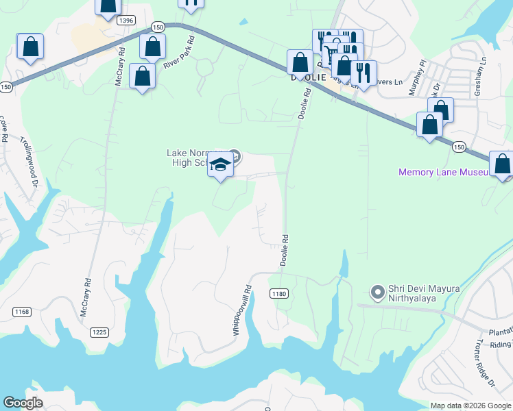 map of restaurants, bars, coffee shops, grocery stores, and more near 137 Purple Finch Lane in Mooresville