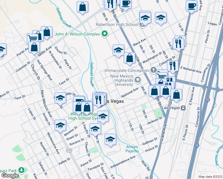 map of restaurants, bars, coffee shops, grocery stores, and more near 1116 Columbia Street in Las Vegas