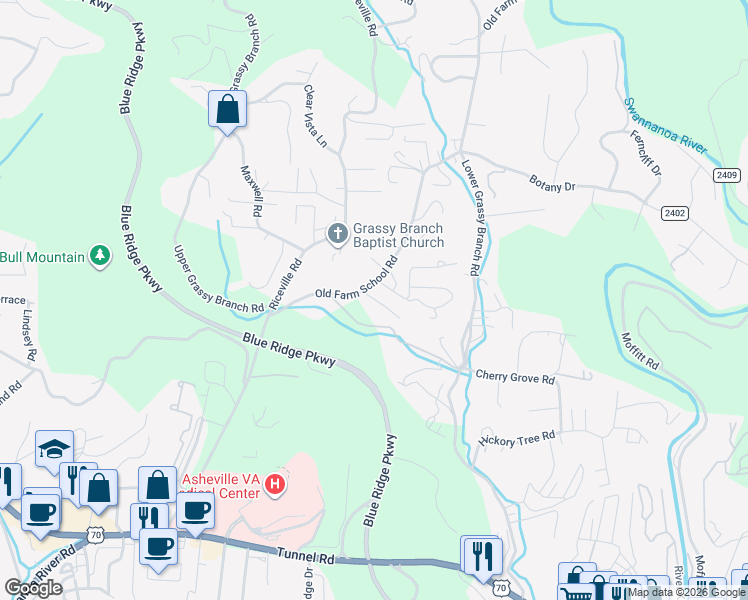 map of restaurants, bars, coffee shops, grocery stores, and more near 15 Stephenson Lane in Asheville