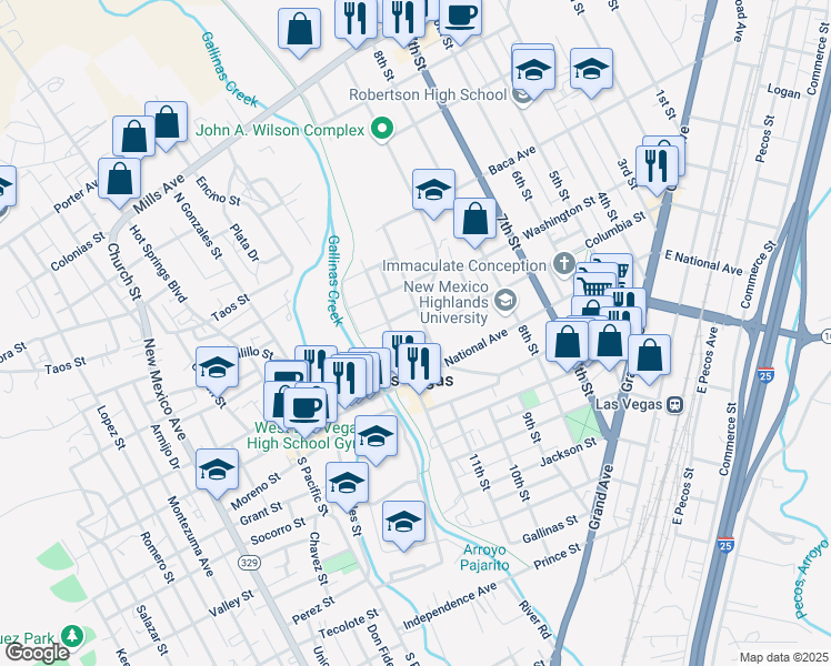 map of restaurants, bars, coffee shops, grocery stores, and more near 1106 Columbia Street in Las Vegas