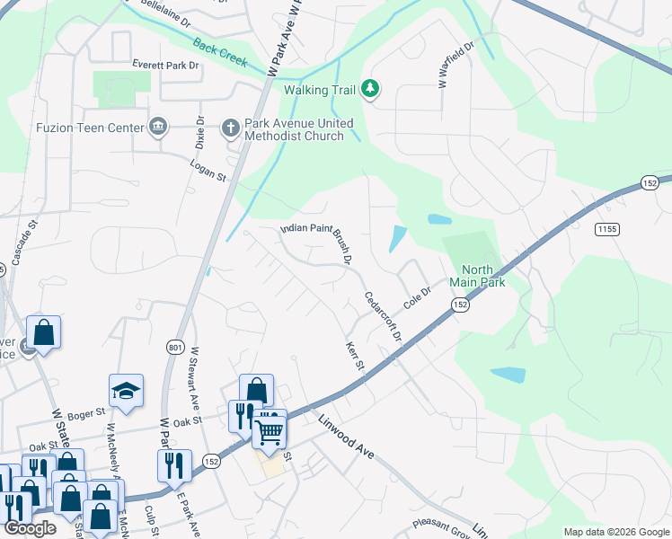 map of restaurants, bars, coffee shops, grocery stores, and more near 306 Cedarcroft Drive in Mooresville