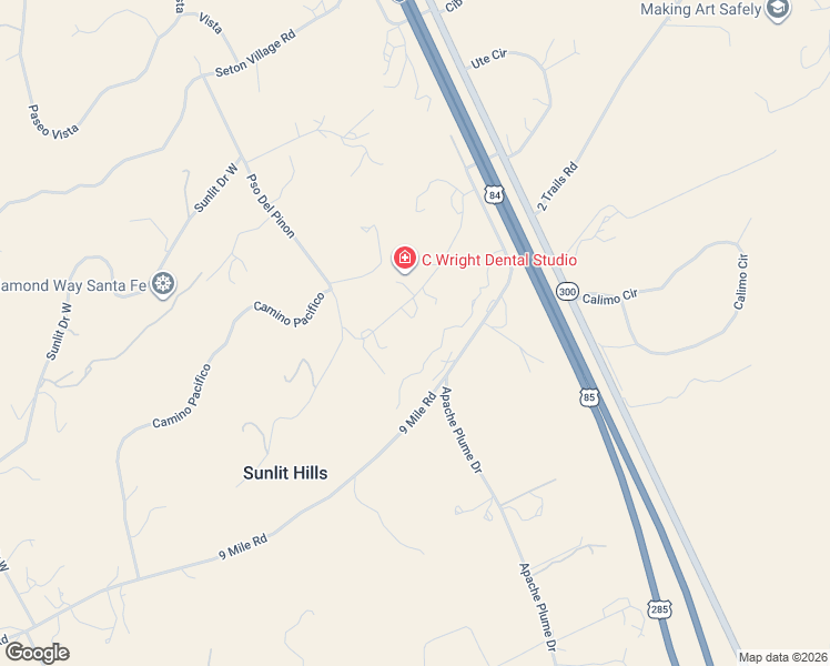 map of restaurants, bars, coffee shops, grocery stores, and more near 60-62 Timberwick Road in Santa Fe