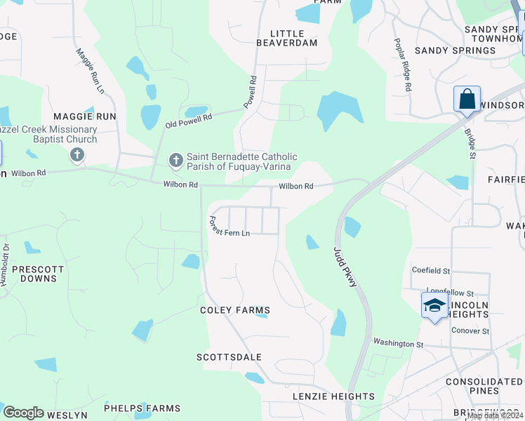 map of restaurants, bars, coffee shops, grocery stores, and more near 716 Fireweed Lane in Fuquay Varina