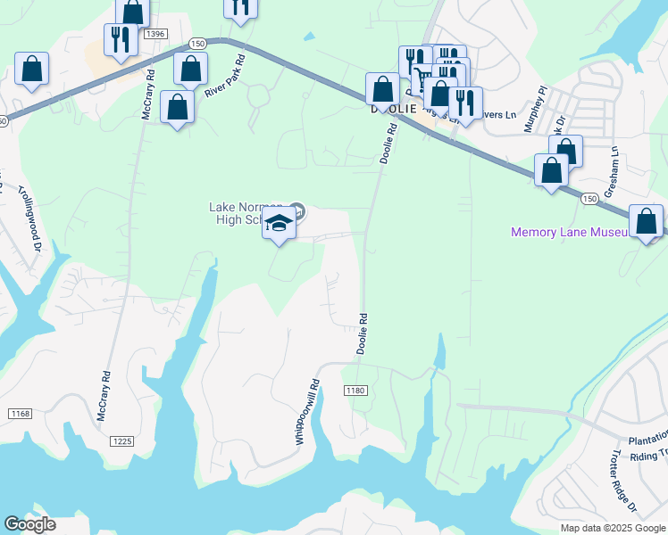 map of restaurants, bars, coffee shops, grocery stores, and more near 200 Doolie Road in Mooresville