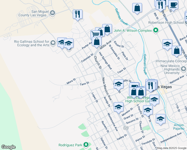 map of restaurants, bars, coffee shops, grocery stores, and more near 613 Mora Street in Las Vegas