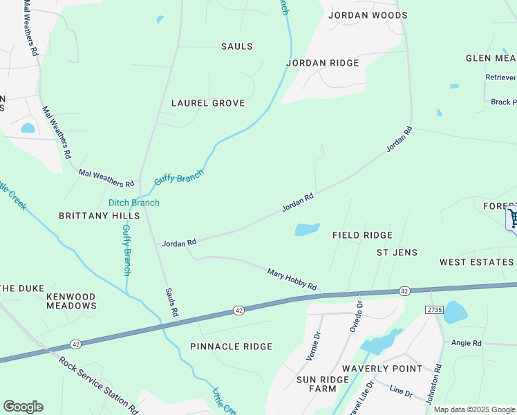 map of restaurants, bars, coffee shops, grocery stores, and more near 11512 Jordan Road in Raleigh