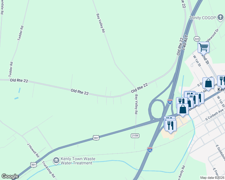 map of restaurants, bars, coffee shops, grocery stores, and more near 2271 Old Beulah Road in Selma