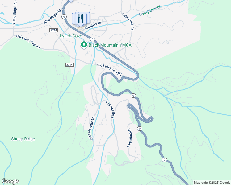 map of restaurants, bars, coffee shops, grocery stores, and more near 5 Knoll Hill in Black Mountain