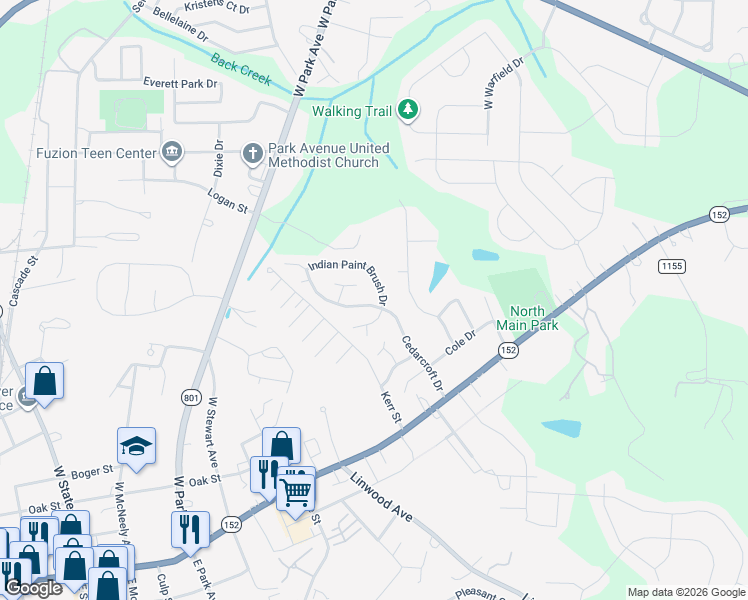 map of restaurants, bars, coffee shops, grocery stores, and more near 212 Indian Paint Brush Drive in Mooresville