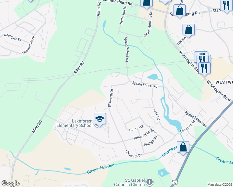 map of restaurants, bars, coffee shops, grocery stores, and more near 530 Nantucket Road in Greenville