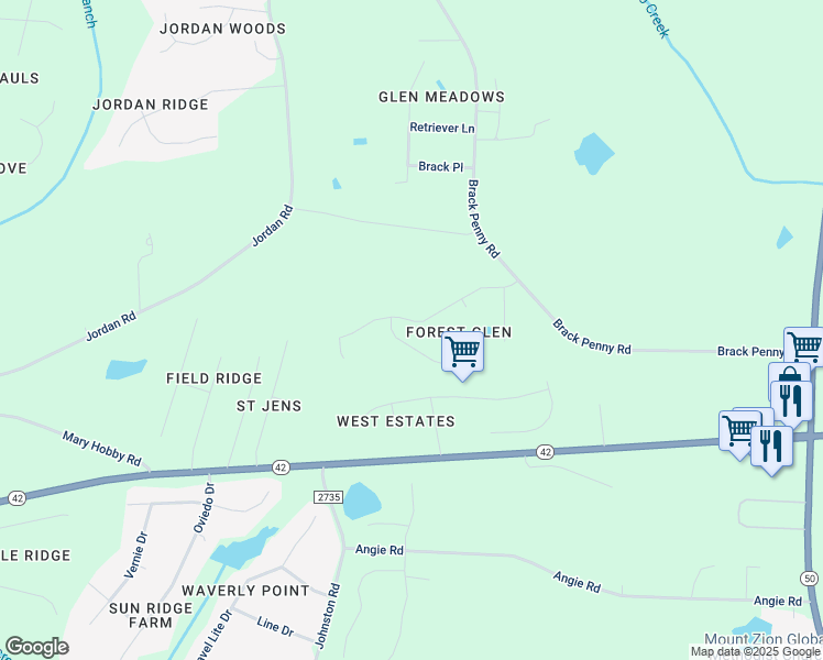 map of restaurants, bars, coffee shops, grocery stores, and more near 1112 Forest Glen Drive in Raleigh