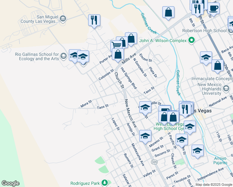 map of restaurants, bars, coffee shops, grocery stores, and more near 613 Mora Street in Las Vegas