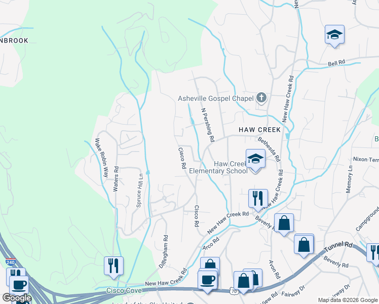 map of restaurants, bars, coffee shops, grocery stores, and more near 4 Greenbriar Road in Asheville